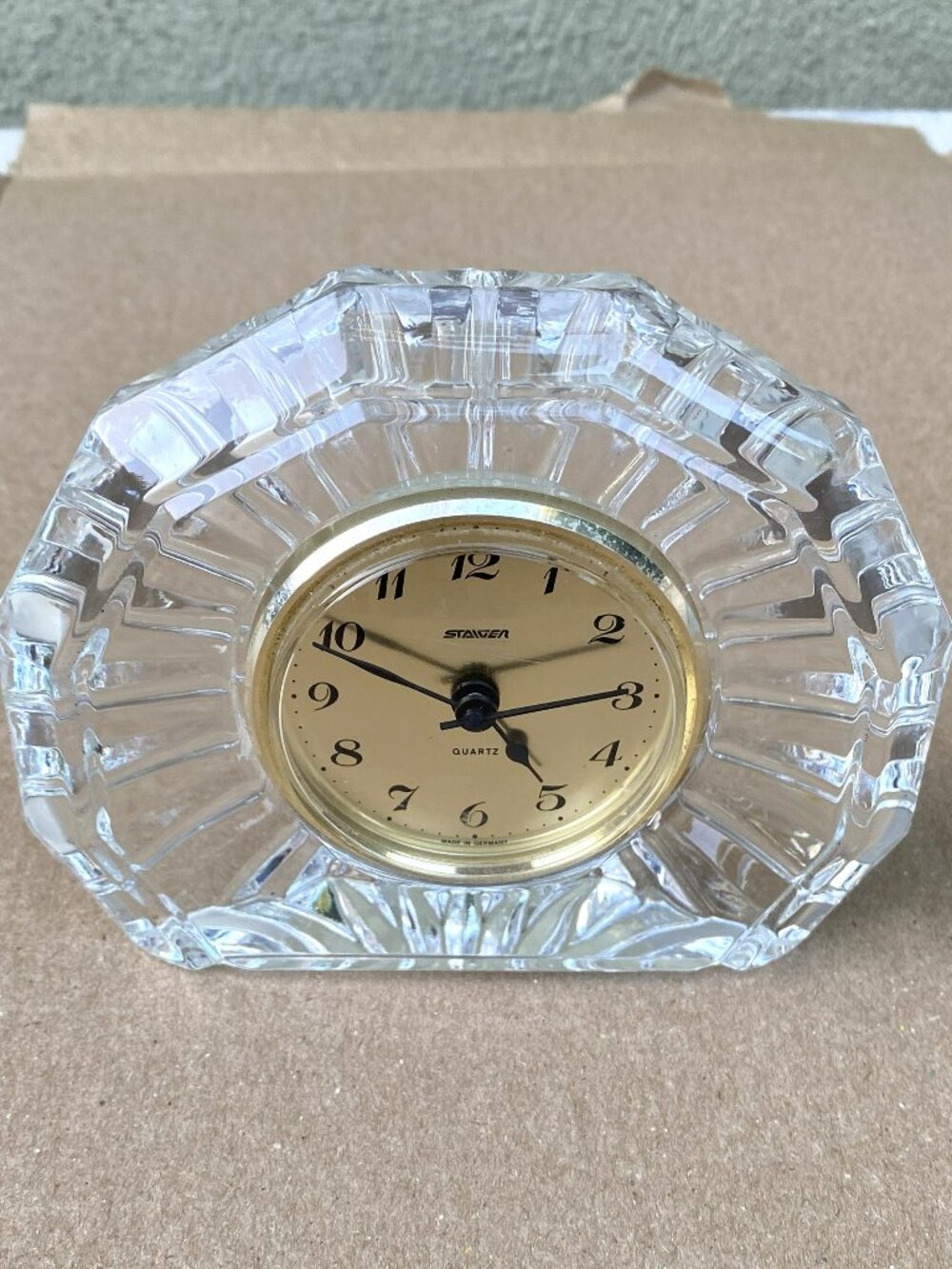 Vintage Staiger Quartz Cristal d'Arques Solid Crystal Desk Clock